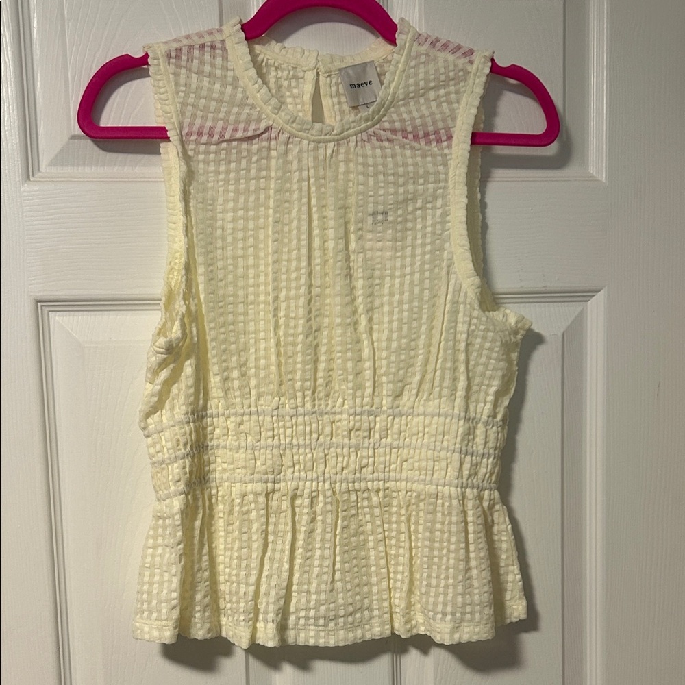 Maeve Textured Cream Sleeveless Blouse